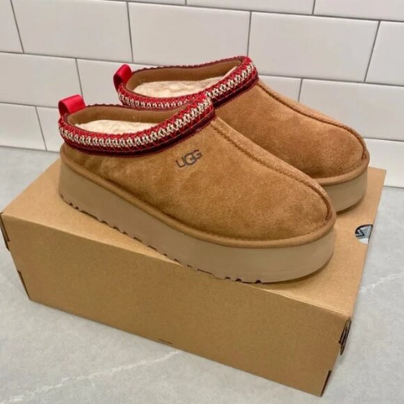 UGG Tazz Chestnut Platform Mule Clog Slipper - Picture 1 of 8